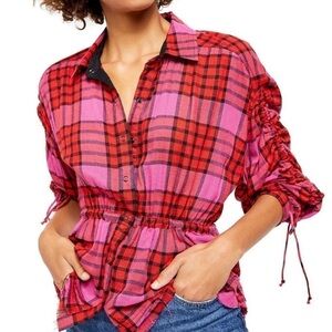 NWT Free People Pacific Dawn Plaid Shirt